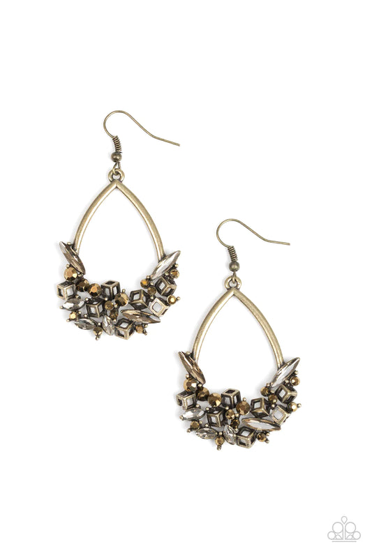 Paparazzi Earring ~ Crash Landing - Brass