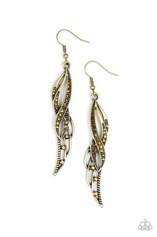 Paparazzi Earring ~ Let Down Your Wings - Brass