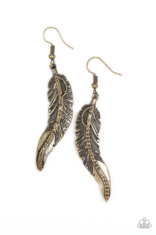 Paparazzi Earring ~ FOWL Play - Brass