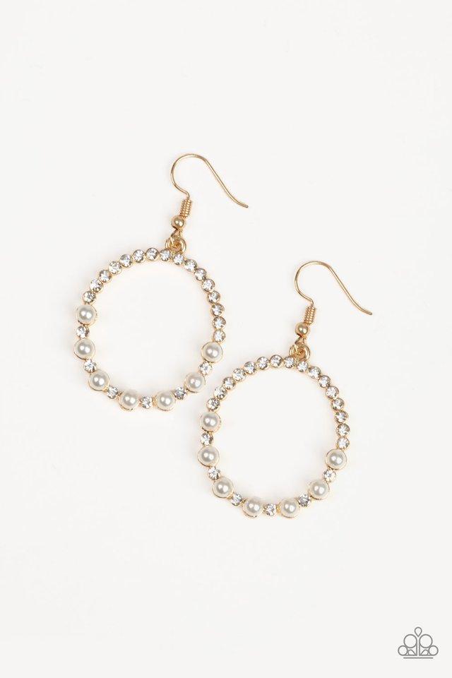 Paparazzi Earring ~ Glowing Grandeur - Gold