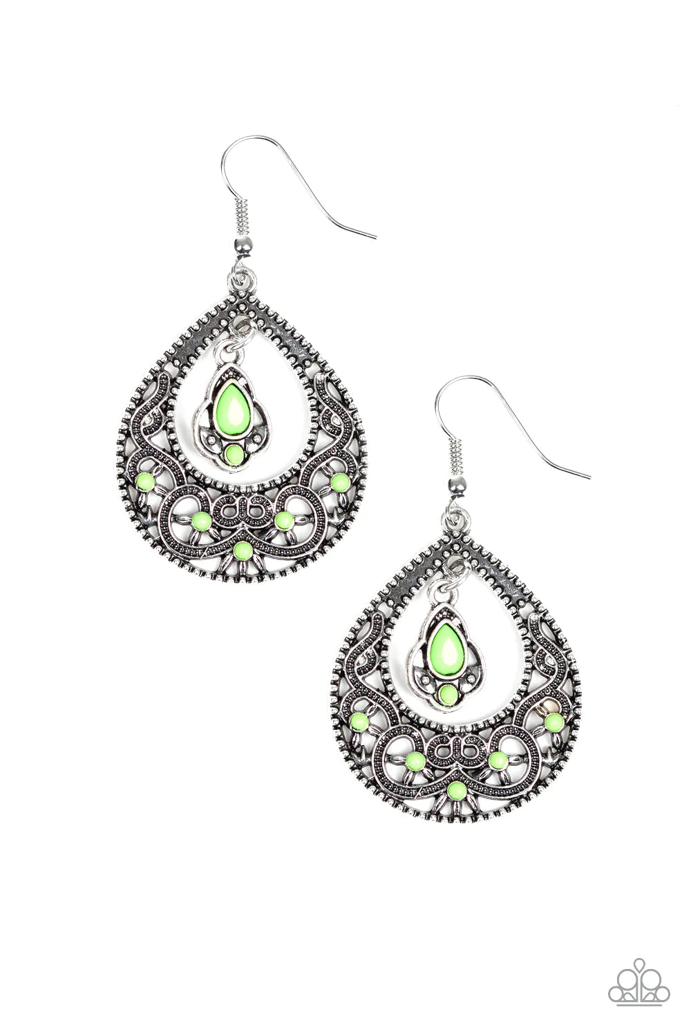 Paparazzi Earring ~ All-Girl Glow - Green