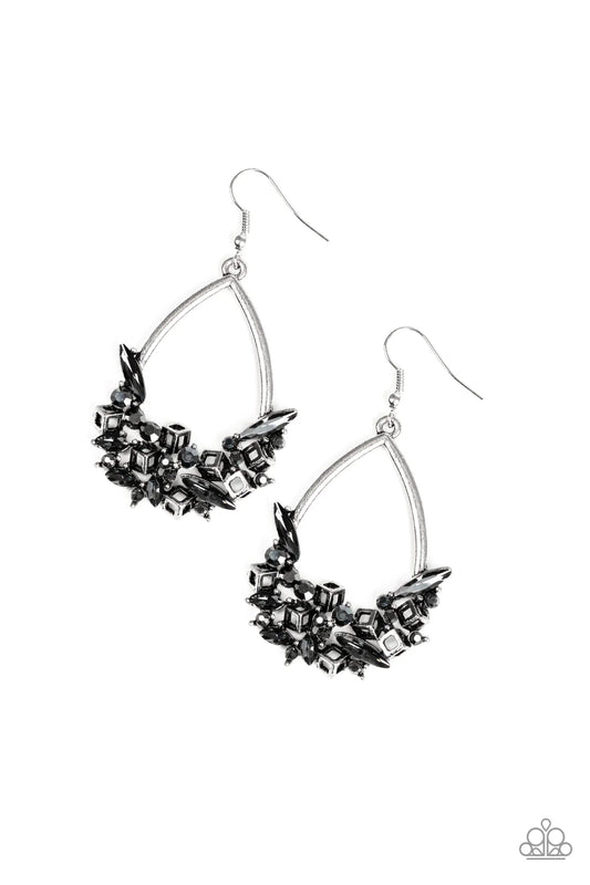 Paparazzi Earring ~ Crash Landing - Silver