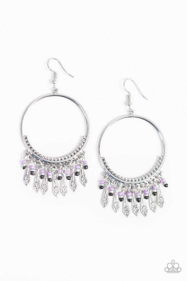 Paparazzi Earring ~ Floral Serenity - Purple