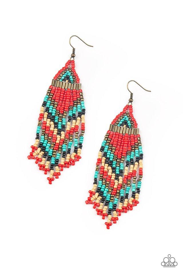 Paparazzi Earring ~ Colors Of The Wind - Red