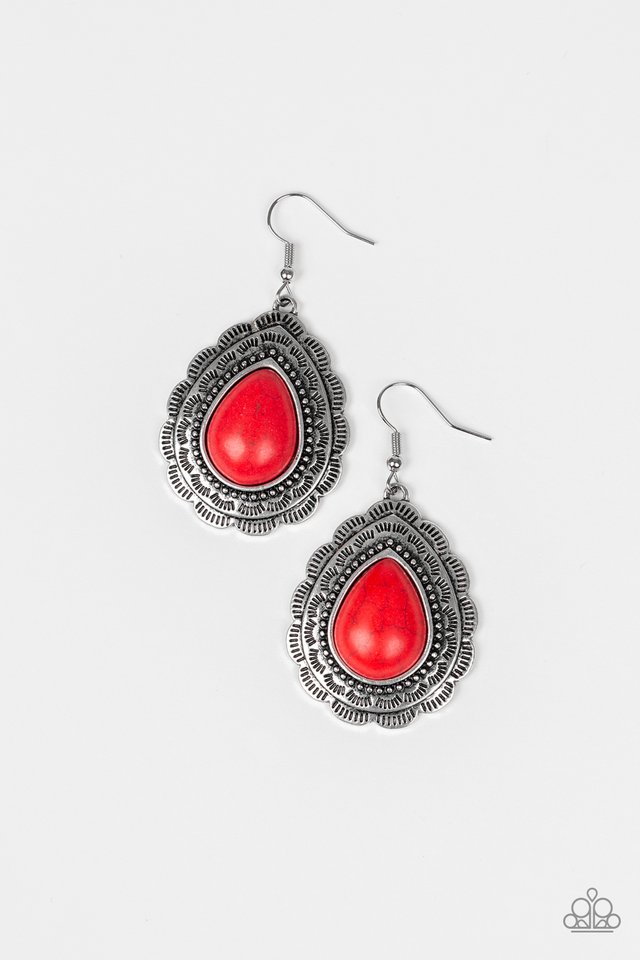 Mountain Mover - Red - Paparazzi Earring Image