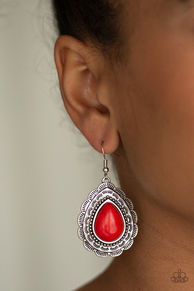 Mountain Mover - Red - Paparazzi Earring Image
