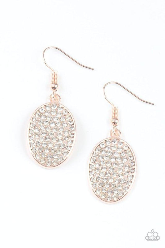 Paparazzi Earring ~ All Dazzle - Rose Gold
