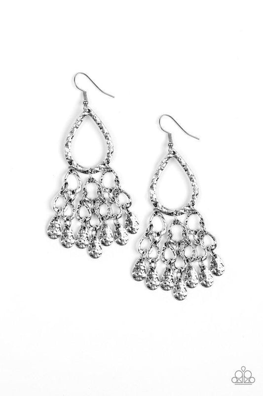 Paparazzi Earring ~ Teardrop Trinket - Silver