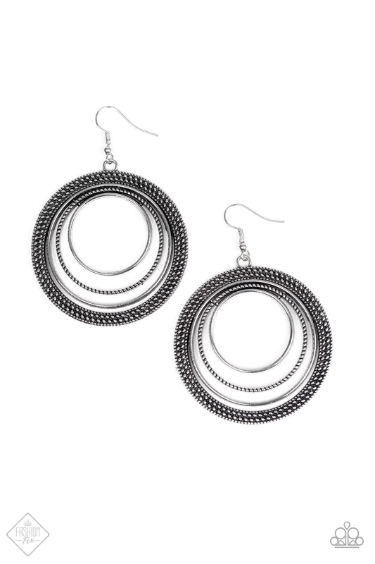 Paparazzi Earring ~ Totally Textured  - Silver