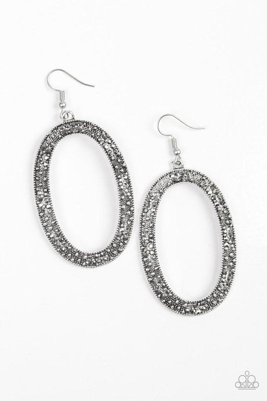 Paparazzi Earring ~ Rhinestone Rebel - Silver