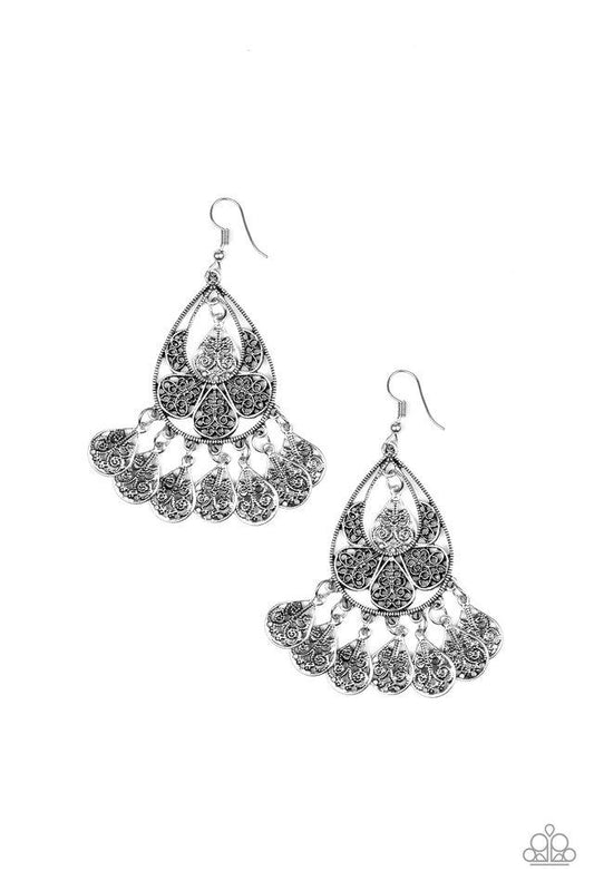 Paparazzi Earring ~ Teardrop Tempo - Silver