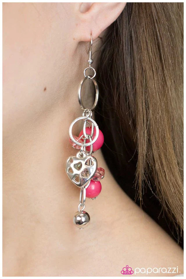 Paparazzi Earring ~ Missing You - Pink