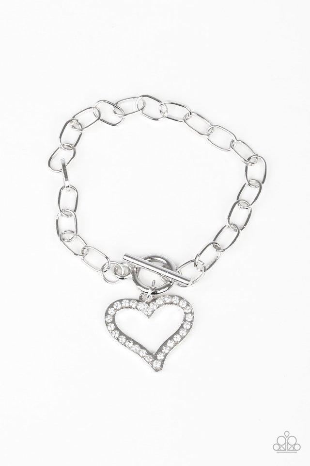 Paparazzi Bracelet ~ March To A Different HEARTBEAT - White