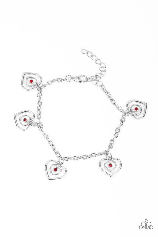 Pulsera Paparazzi ~ Corazones irrompibles - Rojo