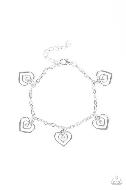 Pulsera Paparazzi ~ Corazones irrompibles - Blanco