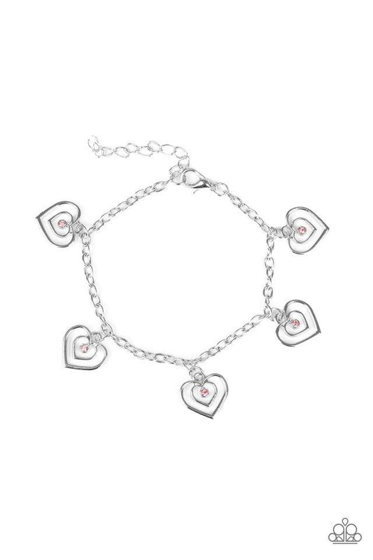 Pulsera Paparazzi ~ Corazones irrompibles - Rosa