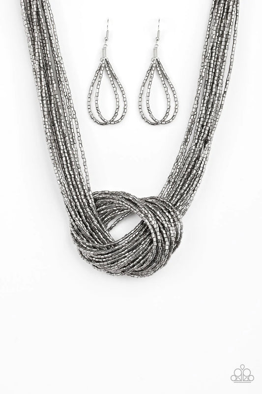 Paparazzi Necklace ~ Knotted Knockout - Black