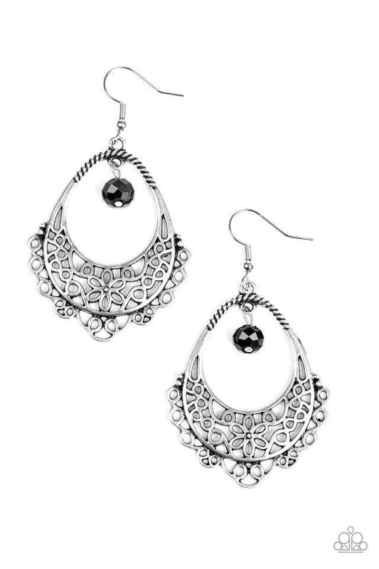 Paparazzi Earring ~ Garden Society - Black