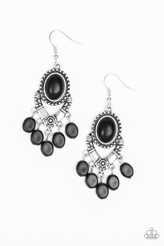 Paparazzi Earring ~ Southern Sandstone - Black