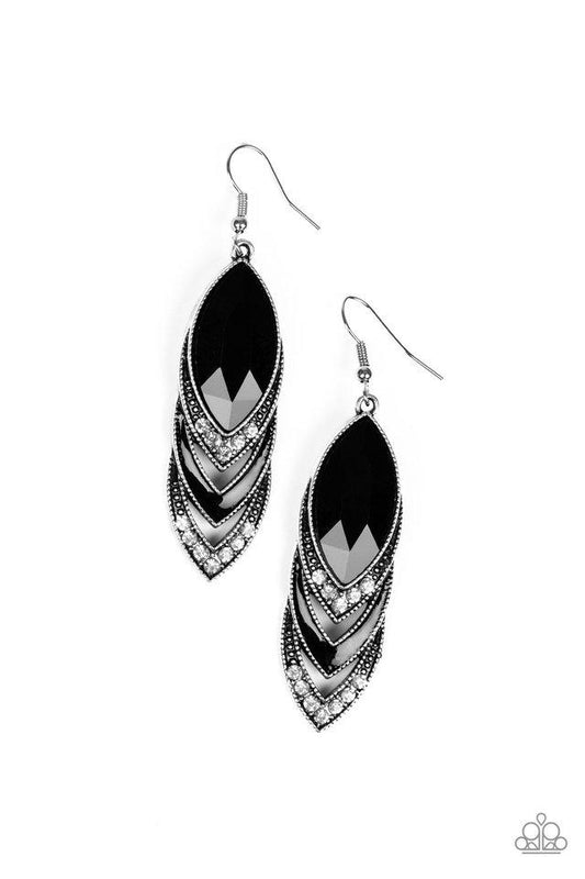 Paparazzi Earring ~ High-End Highness - Black