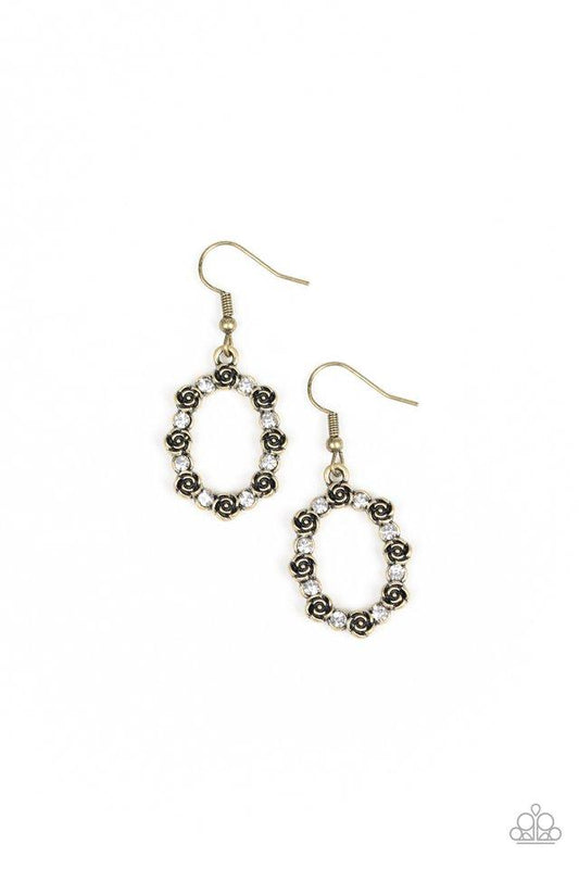 Paparazzi Earring ~ Rosy Royal - Brass