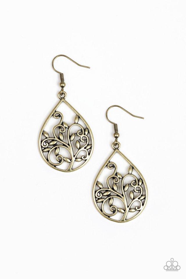 Paparazzi Earring ~ Enchanted Vines - Brass