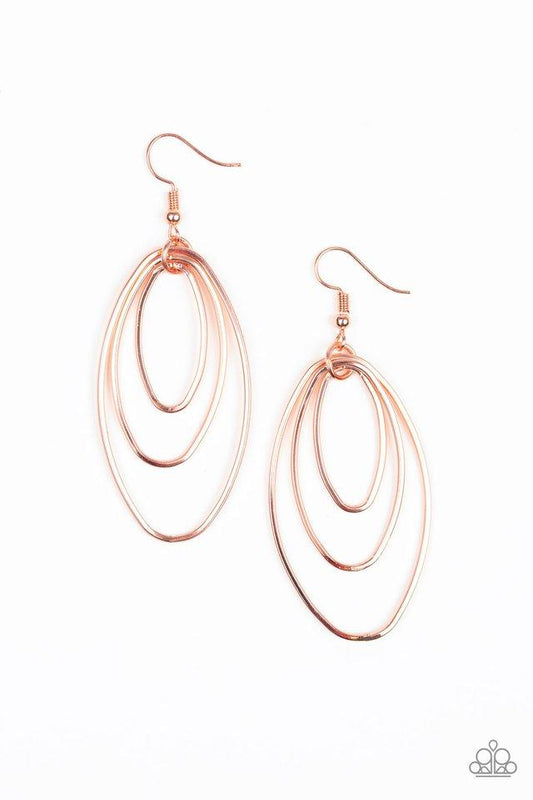 Paparazzi Earring ~ All OVAL The Place - Copper