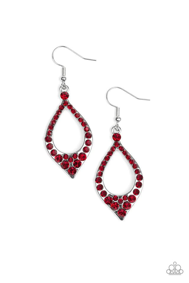 Paparazzi Earring ~ Finest First Lady - Red