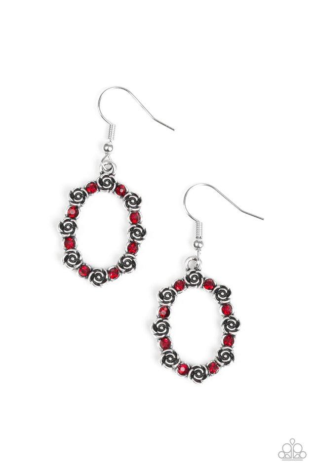 Paparazzi Earring ~ Rosy Royal - Red
