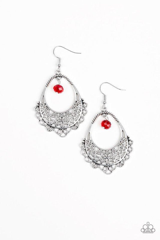 Paparazzi Earring ~ Garden Society - Red