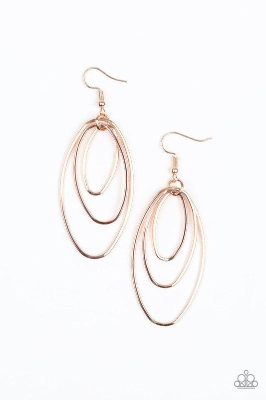 Paparazzi Earring ~ All OVAL The Place - Rose Gold