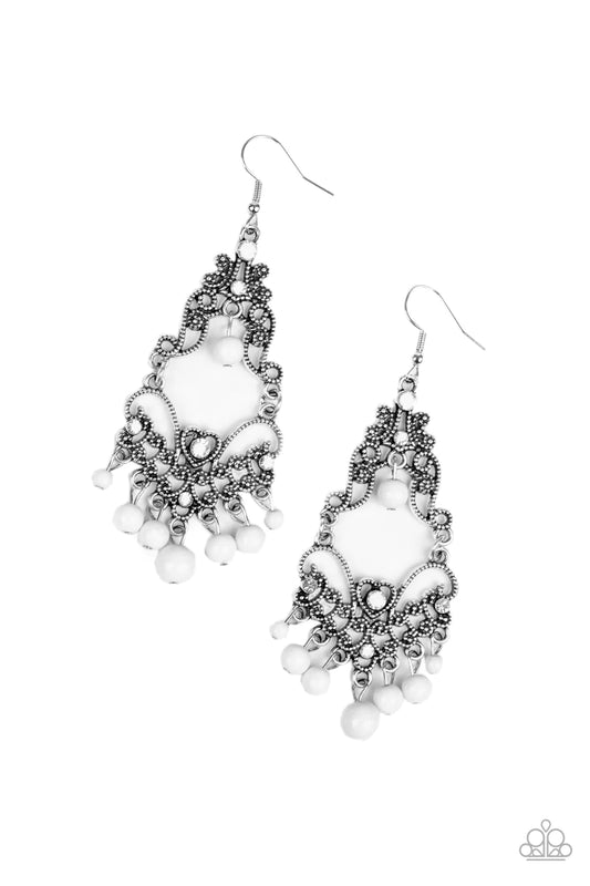 Paparazzi Earring ~ Colorfully Cabaret - White