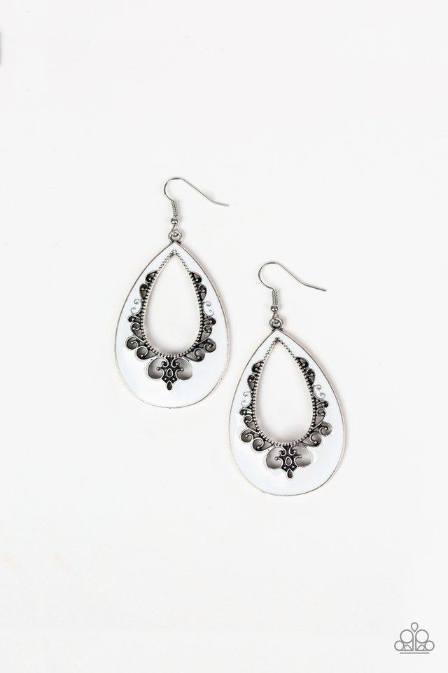 Paparazzi Earring ~ Compliments To The CHIC - White