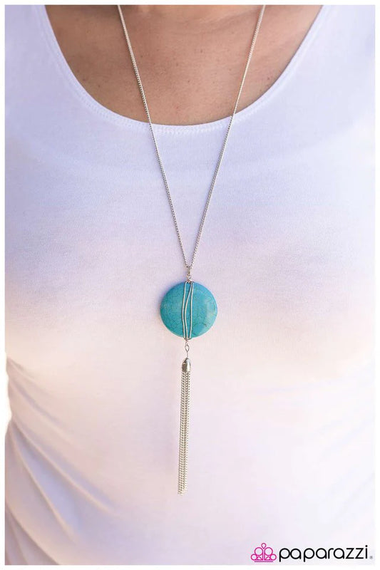 Paparazzi Necklace ~ Sink Like A Stone - Blue