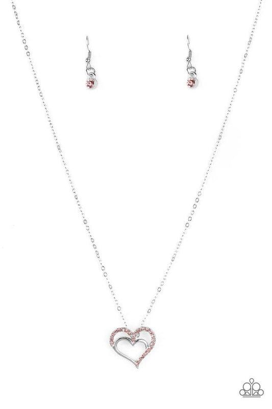 Paparazzi Necklace ~ Heart To HEARTTHROB - Pink