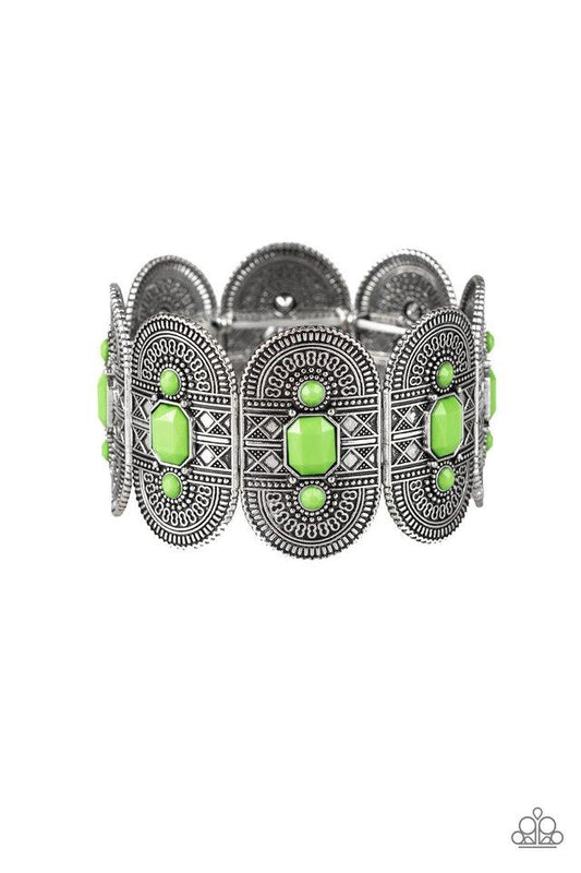 Pulsera Paparazzi ~ Sube el calor TROPICAL - Verde