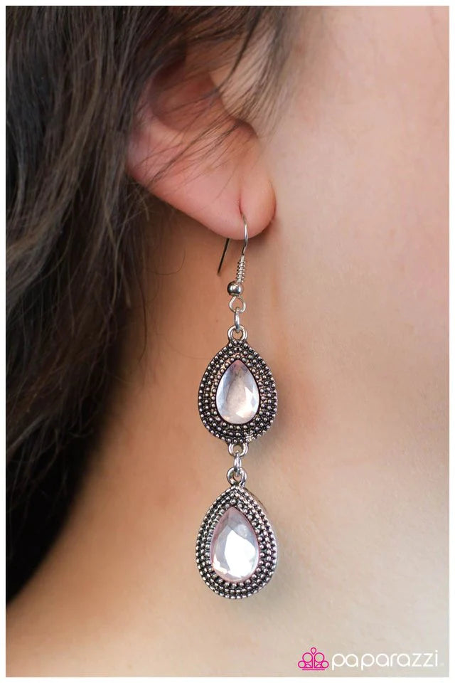 Paparazzi Earring ~ That Makes Two Of Us - Pink