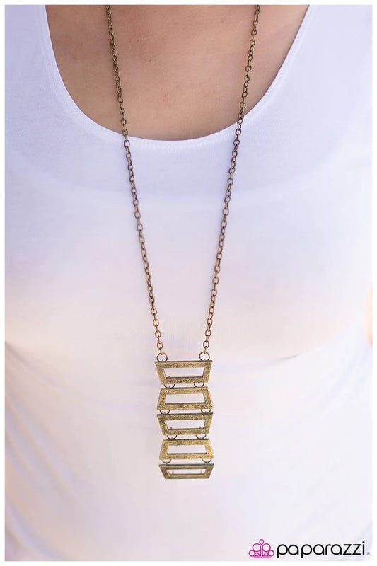 Paparazzi Necklace ~ Frame By Frame - Brass