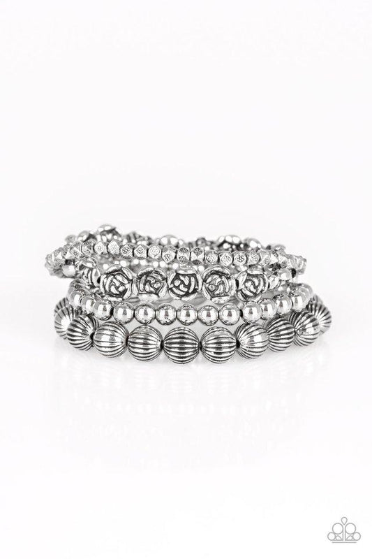 Paparazzi Bracelet ~ Rose Garden Gala - Silver