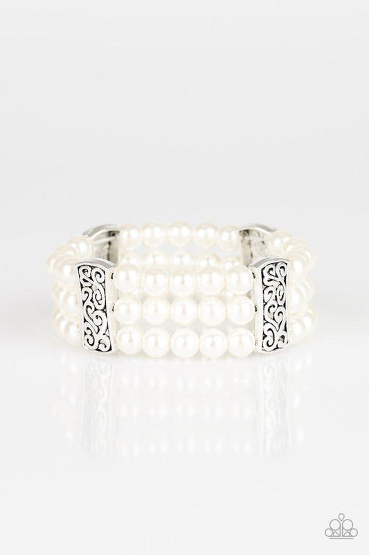 Paparazzi Bracelet ~ Ritzy Ritz - White