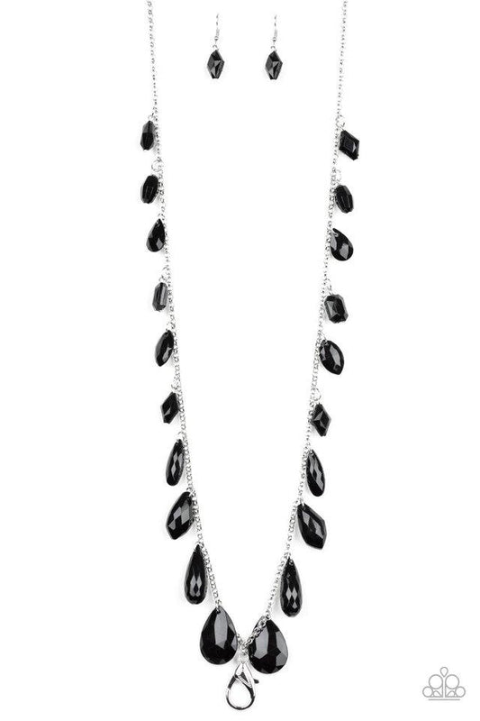Paparazzi Necklace ~ GLOW And Steady Wins The Race - Black Lanyard