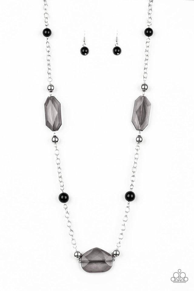 Paparazzi Necklace ~ Crystal Charm - Black