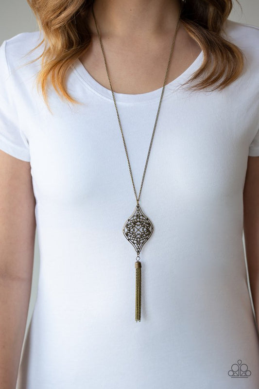 Totally Worth the TASSEL - Brass - Paparazzi Necklace Image