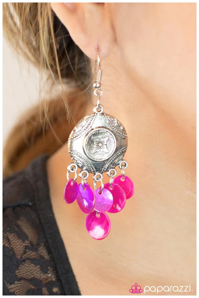 Paparazzi Earring ~ So Far, So Good - Pink