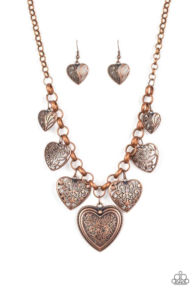 Paparazzi Necklace ~ Love Lockets - Copper