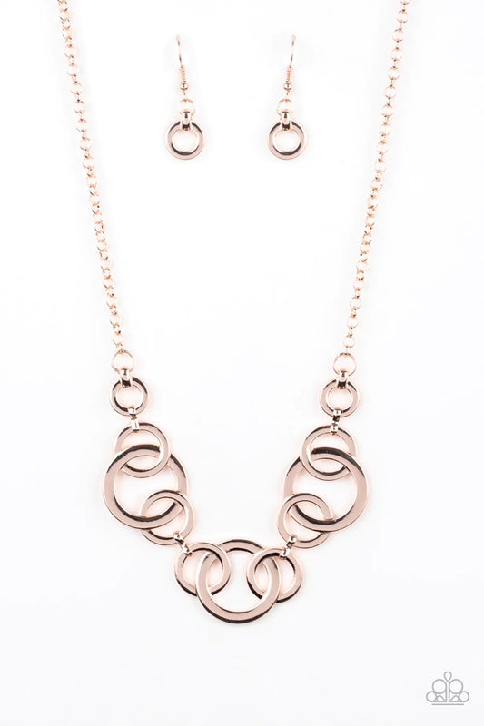 Paparazzi Necklace ~ Going In Circles - Rose Gold