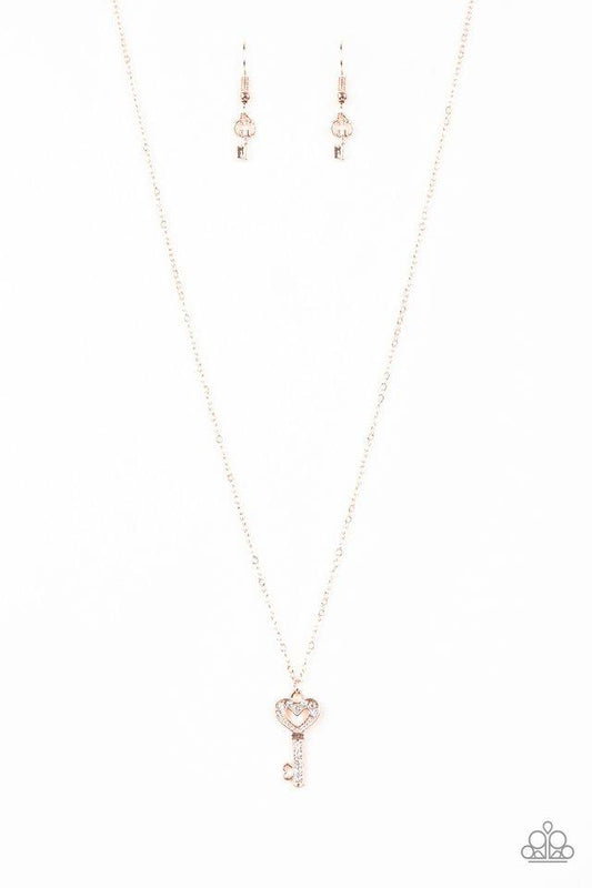Paparazzi Necklace ~ Lock Up Your Valuables - Rose Gold