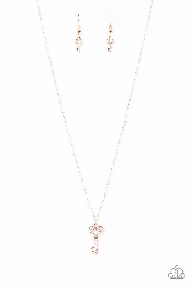 Paparazzi Necklace ~ Lock Up Your Valuables - Rose Gold