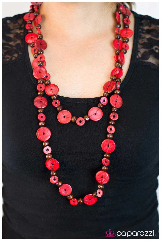 Paparazzi Necklace ~ Into the Woods - Red