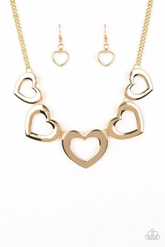 Paparazzi Necklace ~ Hearty Hearts - Gold